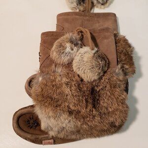 Well Loved Softmoc Niska3 7 Suede Rabbit Fur Indigenous Native Beadwork - Used